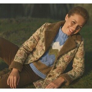 Anthropologie Floral Jacket with Brown Accents